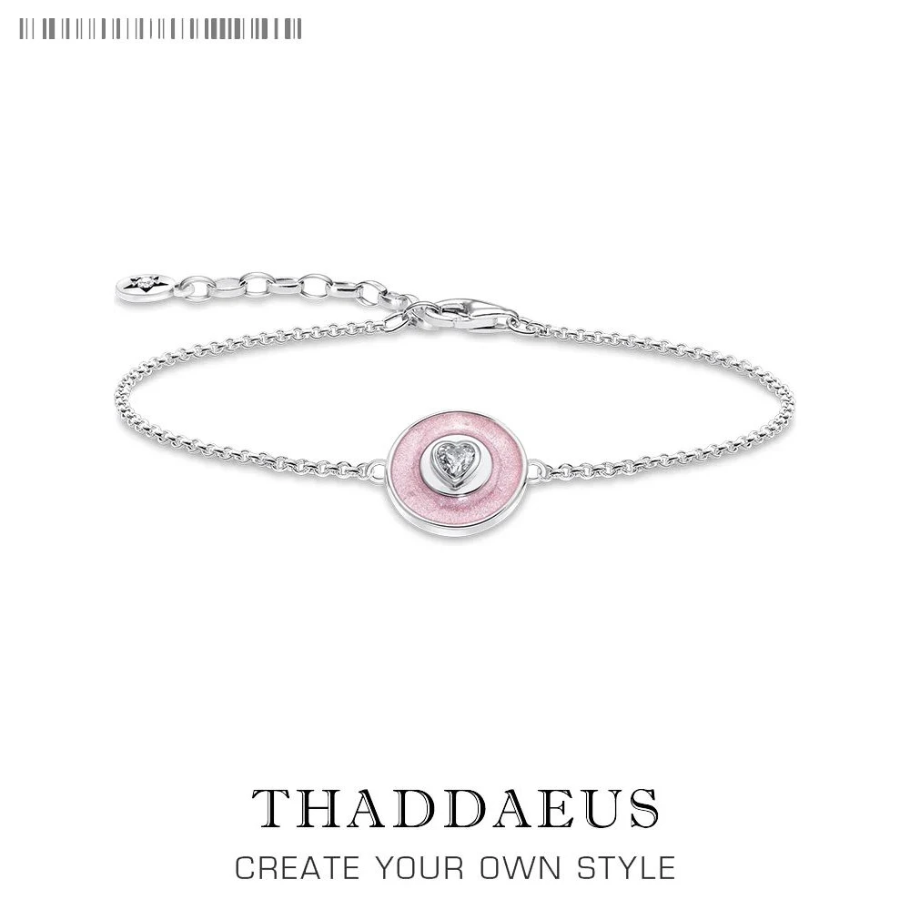

Pink Disc Heart Zircon Winter Bracelet Winner 925 Sterling Silver Jewelry Romantic Gift For Women