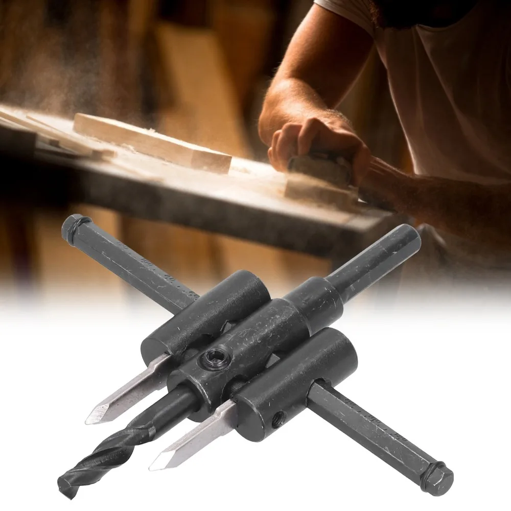 Adjustable Diameter Adjustable Hole Saw Kit 1-3/16 to 4-3/4 Inch Twist Drill Design Round Cutting Drill Bit 30-120mm Range