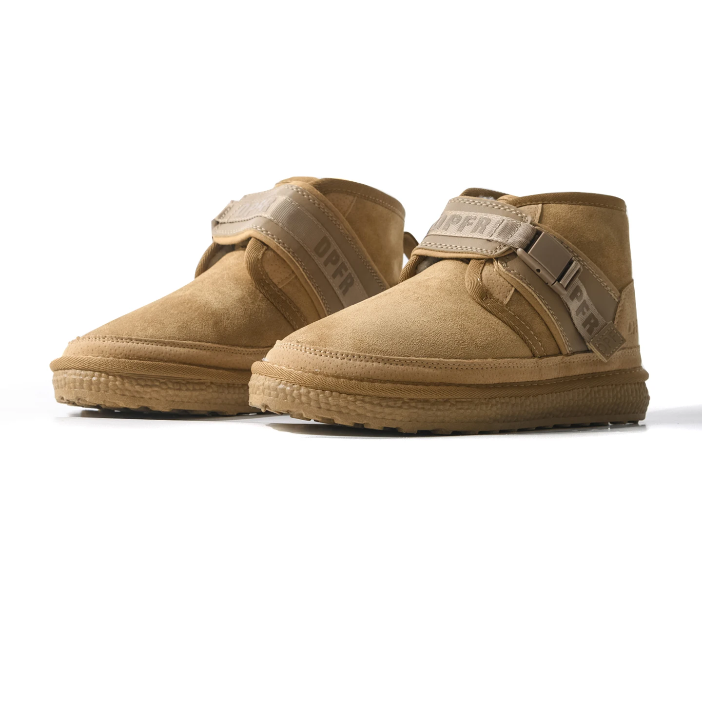 

Warm Fleece Lined Rubber Snow Boots Middle Top Buckle Closure Men's Thickened Windproof Autumn Winter Casual Shoes