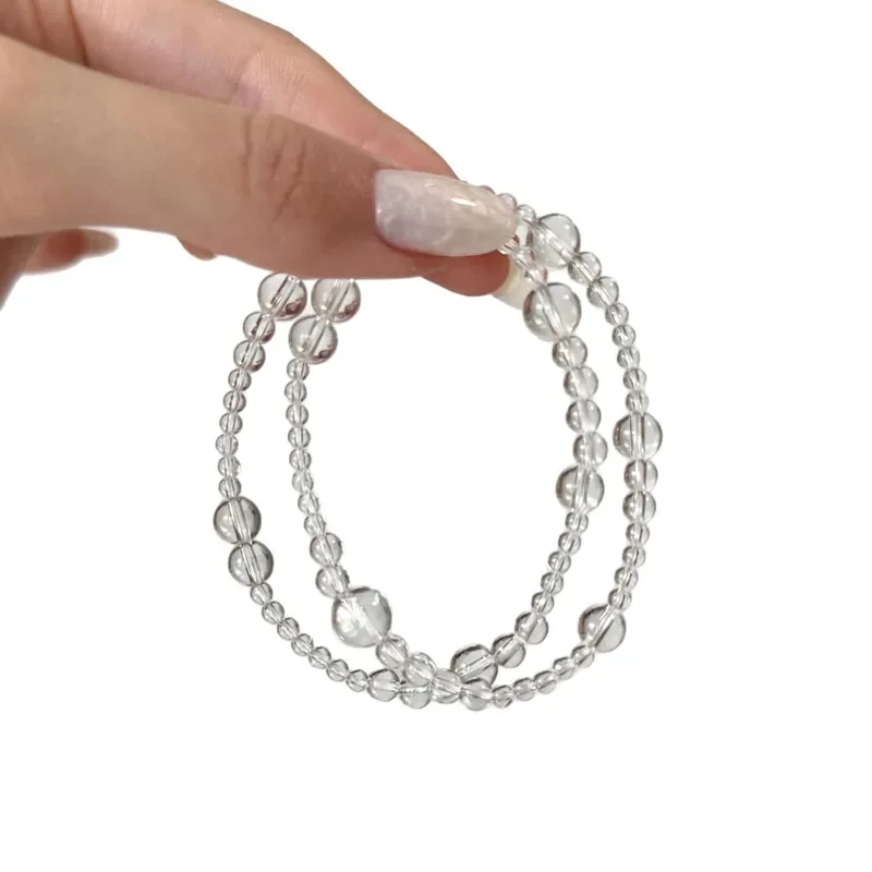 "Mermaid Tears" New Chinese Natural Clear White Crystal Bracelet Niche Design Summer Versatile Bracelet Women's Accessories