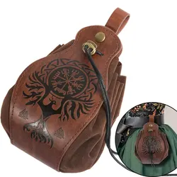 KISMIS Medieval Drawstring Bag - portable faux leather coin purse and Fanny pack