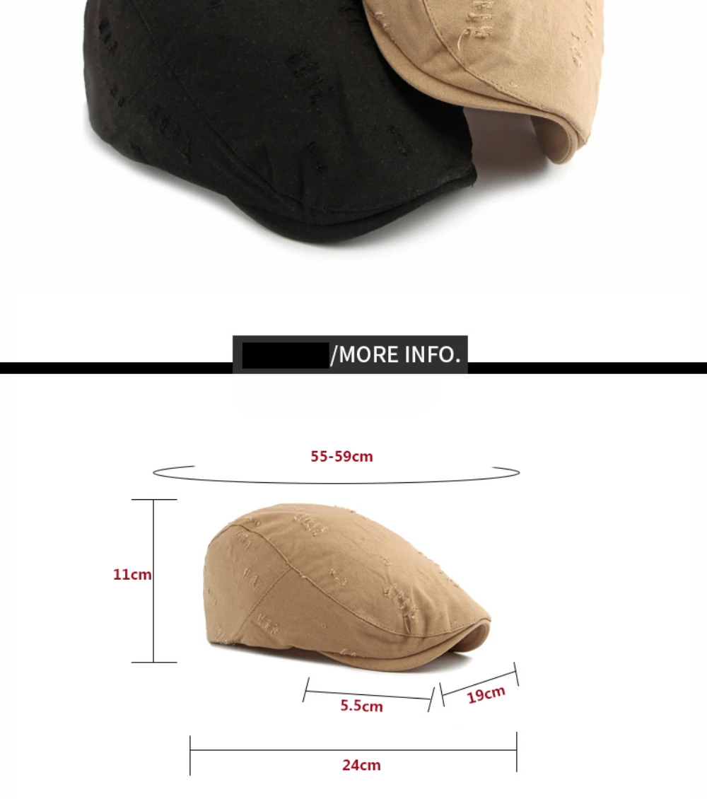 HT5074 Herren- und Damen-Baskenmützen, Künstler-Baskenmütze, Verstellbare Ivy-Flatcap für Frühling und Sommer, Atmungsaktive Baskenmütze – Detail 3