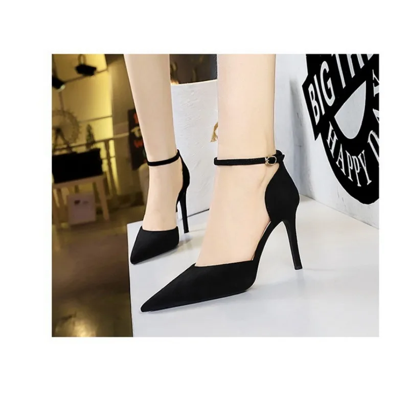 BIGTREE Summer Sexy High Heels Women Sandals Open Toe Solid Flock 9CM Thin Heels Cover Heel Outdoor Walking Woman Shoes White