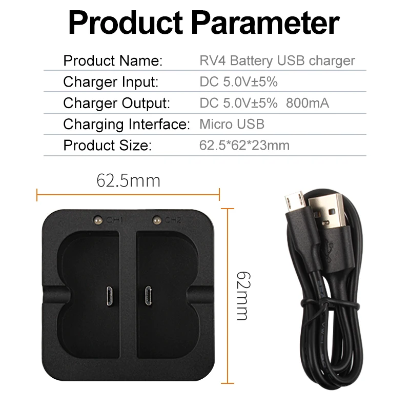 V4 Battery Dual USB Charger  for Ring Video DoorBell 2/3/4, Spotlight Cam & Stick UP Camera Batteries view 4