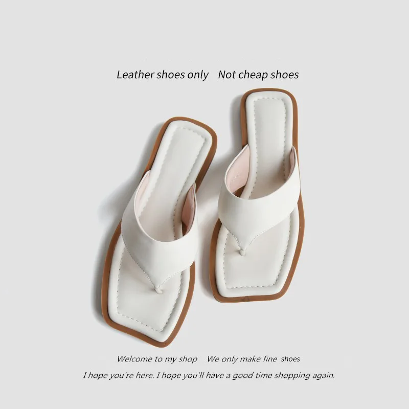 Original handmade shoes are incredibly comfortable~! French niche flat sandals women wear soft leather beach Flip-flops