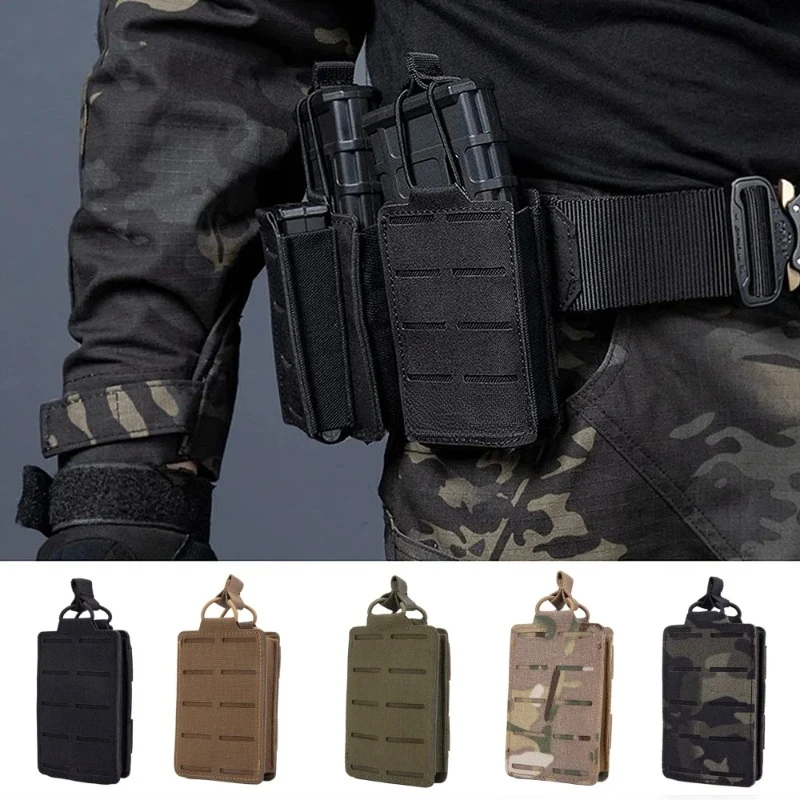 Outdoor MOLLE 5.56 Single Mag Pouch for M4 M16 Magazines Holder Open-Top Mag Carrier Multi-functional Accessory Bag