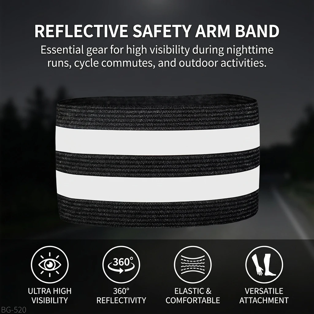 Reflective Wristband High-Visibility Night Safety Band for Runners Cyclists Elastic Arm Leg Strap Waterproof Sport Gear