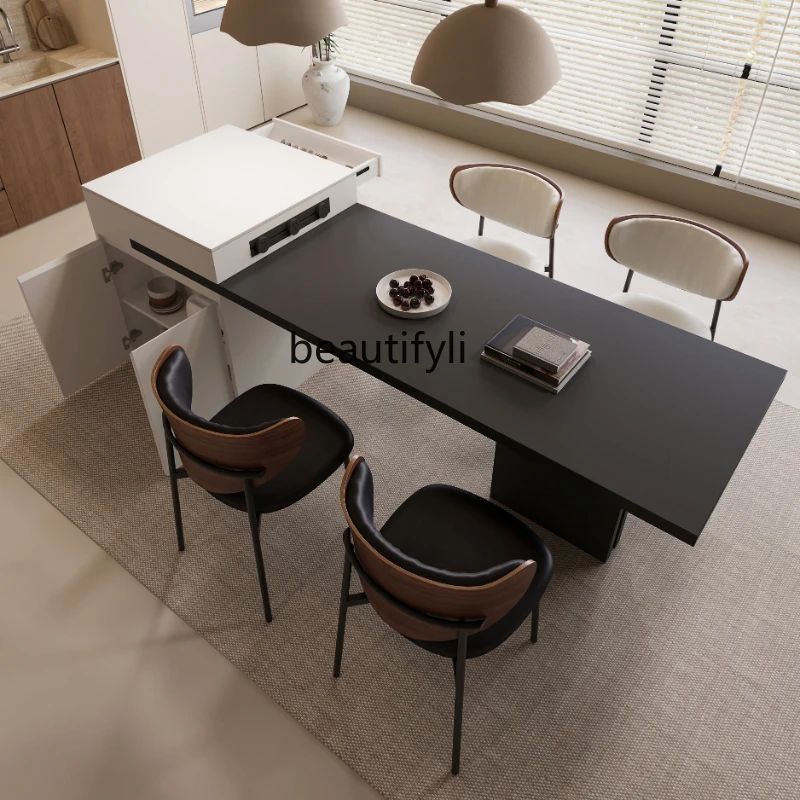 

Kitchen Island Dining Table Integrated Retractable Stone Plate Household Suspension Multi-Functional Medium Kitchen Island