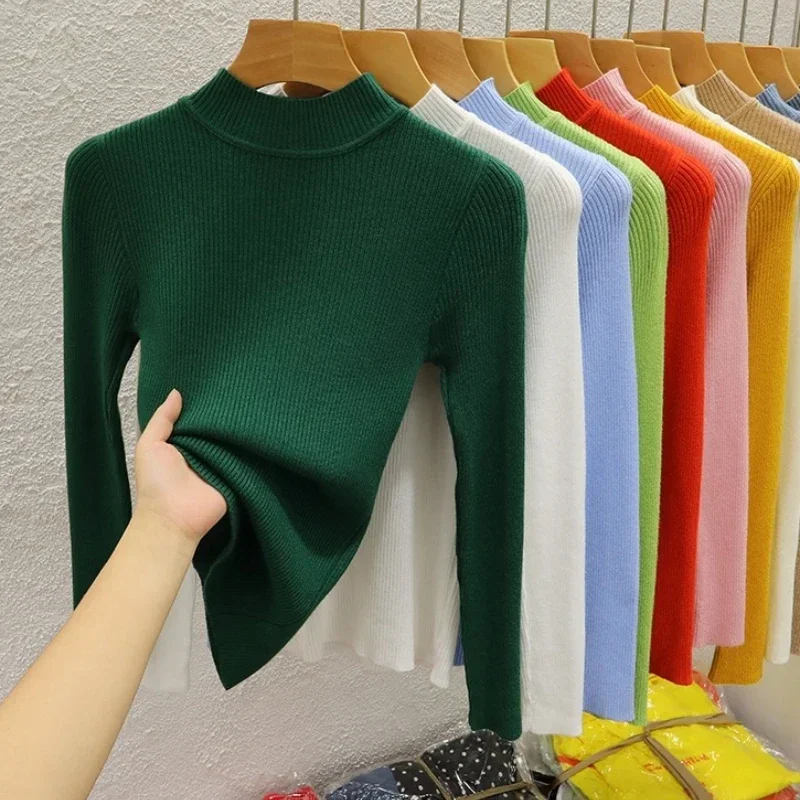 Female Casual Knitwear Clothing 2025 Turtleneck Women Sweater Autumn Winter Solid Pullover Basic Slim Versatile Soft Tops