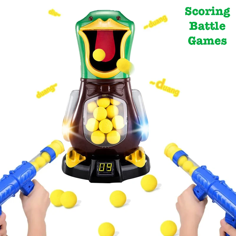 

Hot Hungry Shooting Duck Toys Air-powered Gun Soft Bullet Ball With Light Electronic Scoring Battle Games Funny Gun Toy for Kids