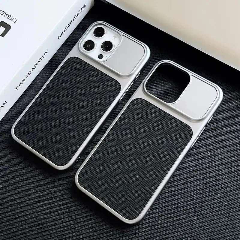 

Matte PC Leather Magnetic For Magsafe Case For iPhone Air 17 16 15 14 13 12 Pro Max Business Grid Heat Dissipation Hard Cover