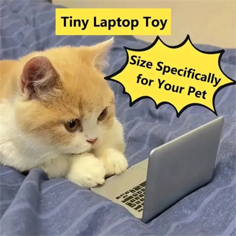 

Cat Laptop Mirror Toy - Mini Foldable Computer Shape Interactive Silver Mirror for Kittens, Dollhouse Cat Toy