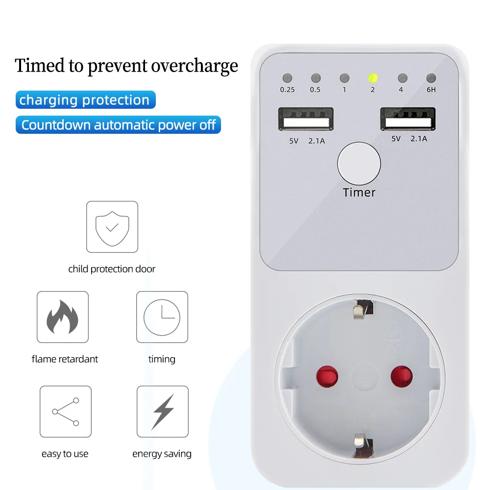 Tomada para Temporizador Programável 6hr Elétrico Inteligente Interruptor de Interface Usb com ue Eua Reino Unido fr Plug
