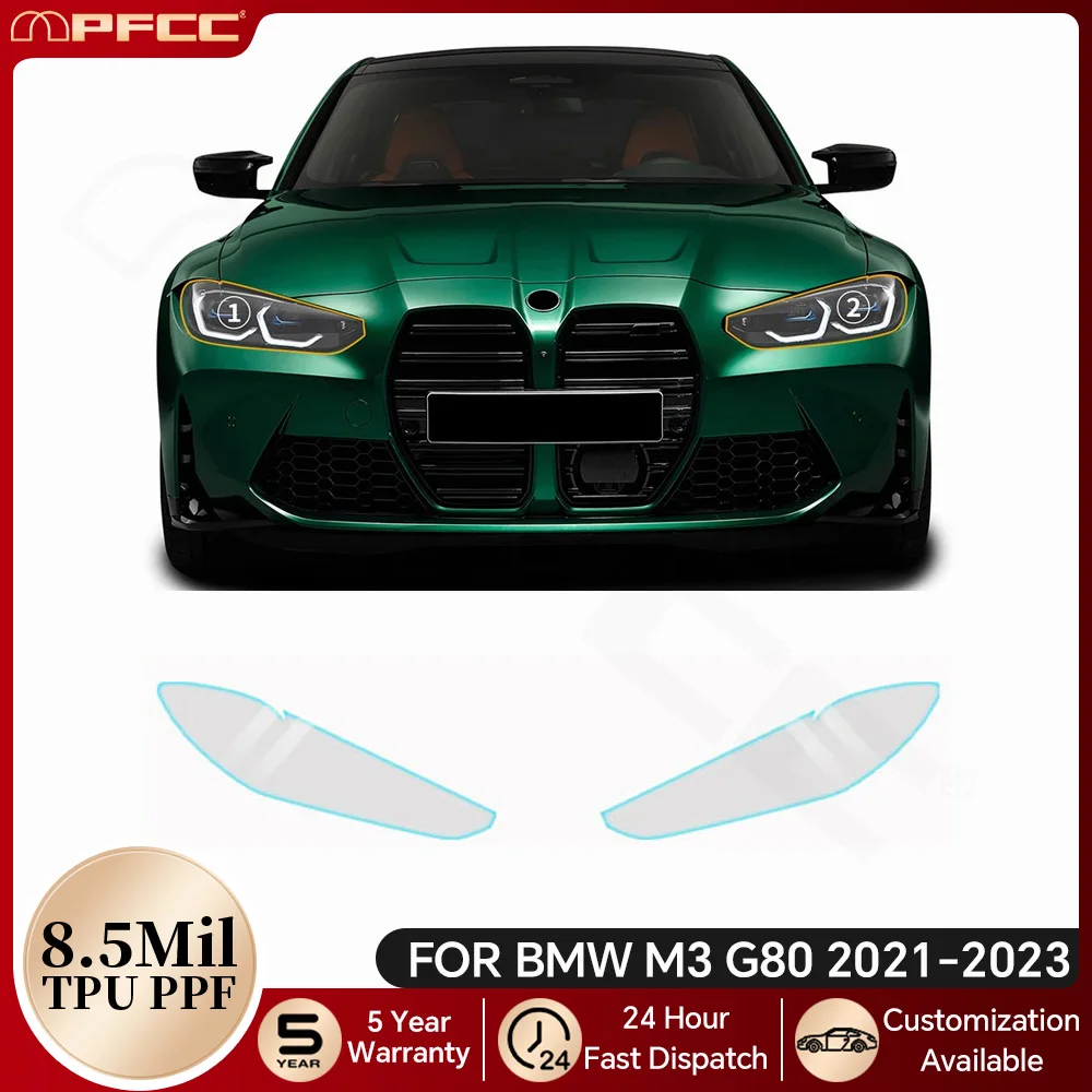

For BMW M3 G80 2021 2022 2023 Car Headlight Rearview TPU Paint Protection Film Pre-cut PPF Bra Anti-scratch Clear Kit Resistant