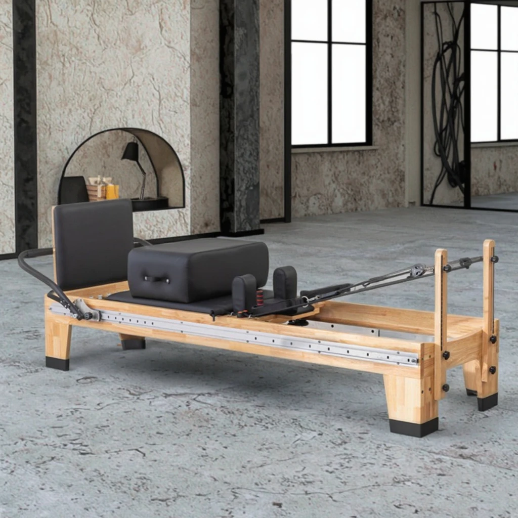

Hot Selling High Quality Full Side Rail Reformer Pilates Machine Oak Wood Gym Yoga Fitness Commercial Wood Pilates Reformer