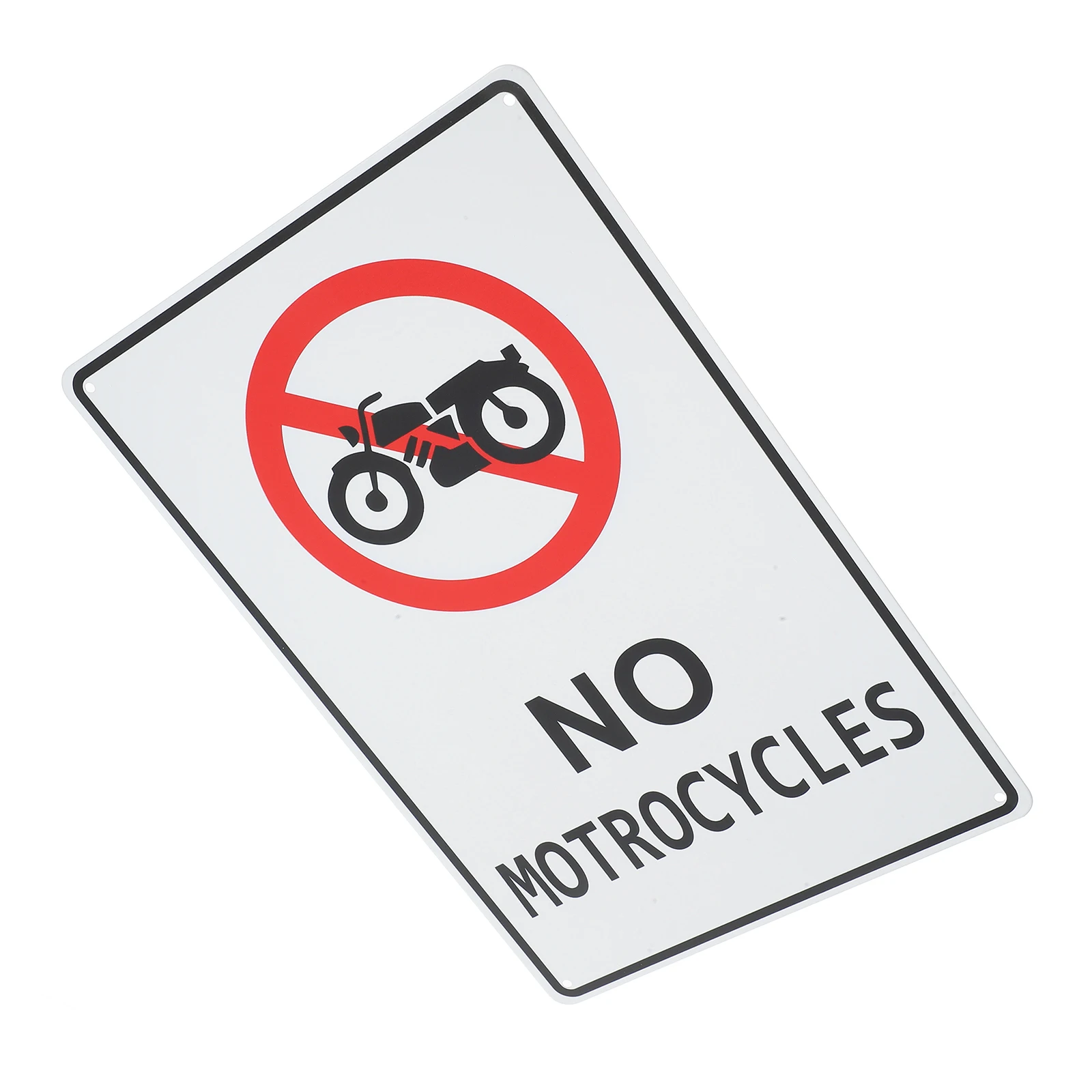 

No Motorcycle Warning Sign Safety Street Road Sign White Iron Traffic Signs for Caution Sturdy Long Term Use Lightweight Easy
