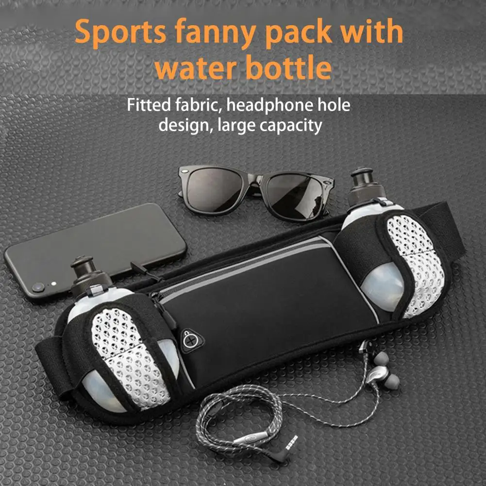 Fanny Pack Reflective Strip Zipper Closure Hidden Headphone Hole Running Bags Waterproof Phone Belt Bag Fitness Equipment