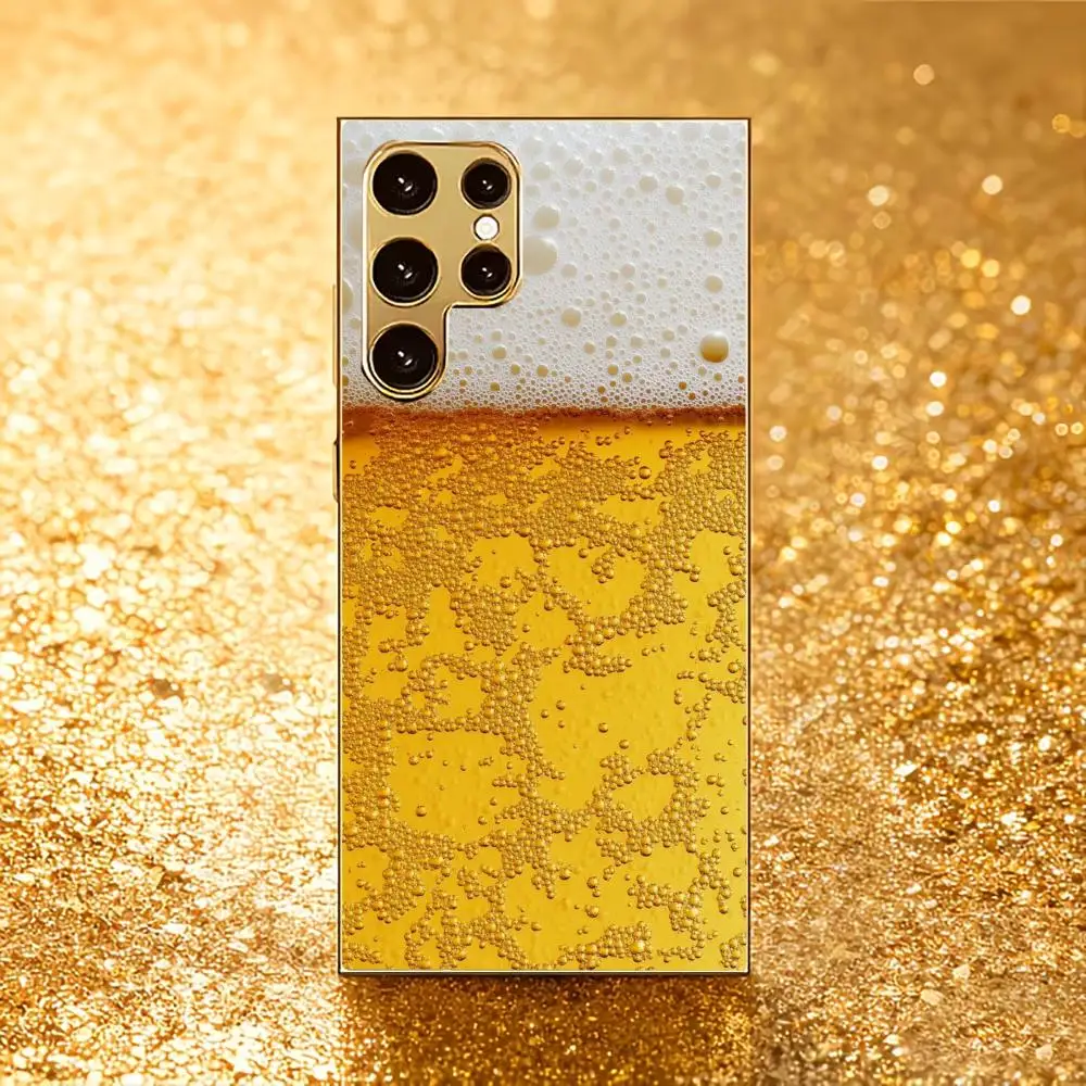 Beer Atmosphere Simplicity High-end Electroplating Glass PhoneCase for Samsung Galaxy S26 S25 S24 S23 S22 S21 FE,Ultra,Plus