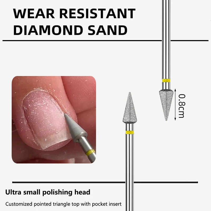 1Pcs Portable Nail Drill Bit Triangle Header Tungsten Carbide Sharp Nail Gel Remove Exfoliator Clean Peeling Manicure Tool