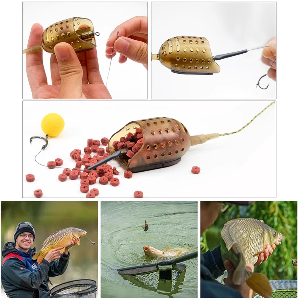 NGB 40g-100g Fishing Feeder Bait Cage With Hair Rigs Sinker Carp Fishing Hook Group Accessories