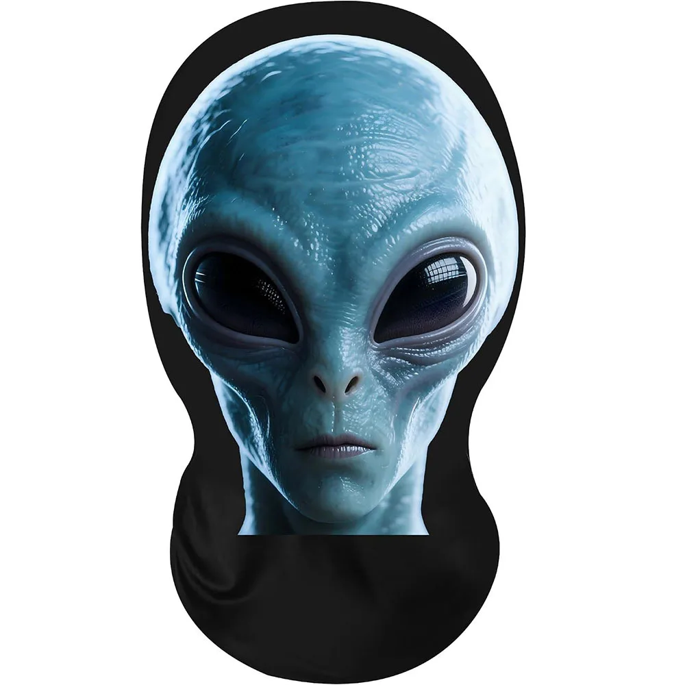 Customization 1pc 3D Alien Print Balaclava Face Mask, Stretch Spandex Full Face Cover, Halloween Cosplay Costume Accessory, Scar