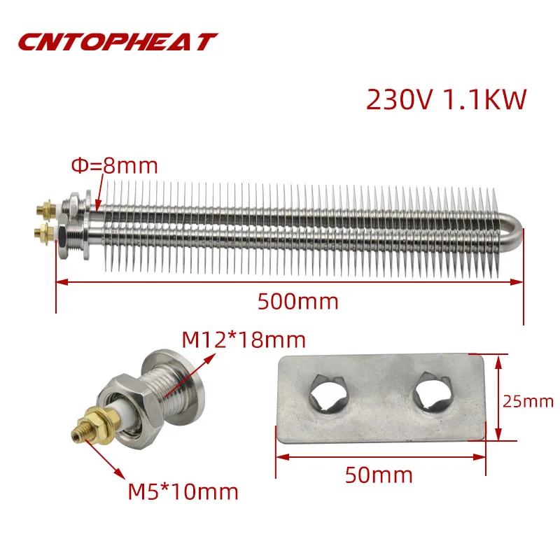 230V Square Fin Heater 25x50mm Install Plate Stainless Steel Hot Air Stove Heater Electric Oven Baking Finned Heating Element images - 6