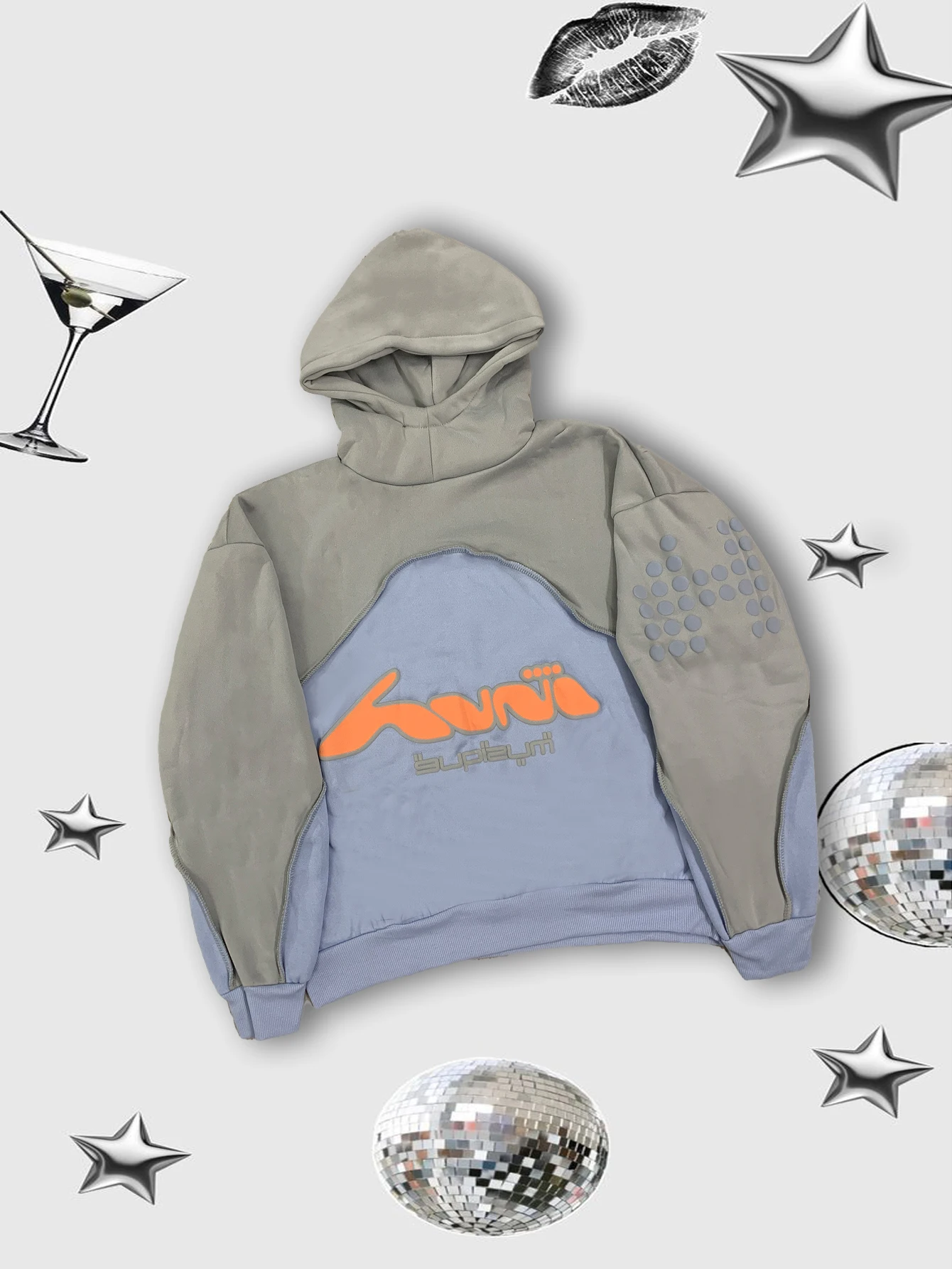 

Новая осенне-зимняя толстовка с цветными блоками 2023 года, с рукавами из пенопласта с буквенным принтом, свободная толстовка с капюшоном в модном стиле