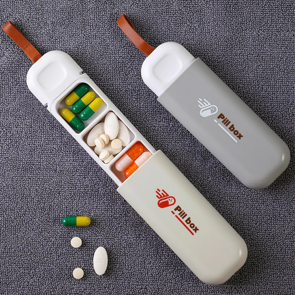Portatile colorato 3 spazi custodia per medicinali custodia per assistenza sanitaria custodia per pillole splitter scatola per pillole da viaggio