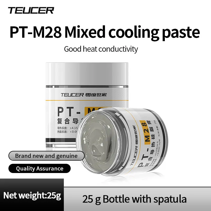 Teucer PT-M28 Processor Heat-dissipating Thermal Grease PC Computer CPU GPU Compound Cooling Paste 25g Bottled with Scraper