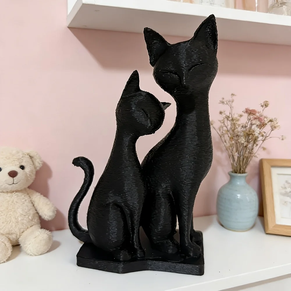 Cat Intimate Interactive Sculpture, Cat Parent Child Statue Ornament, Cute Couple Cat Decoration, Ideal Gift for Cat Lovers