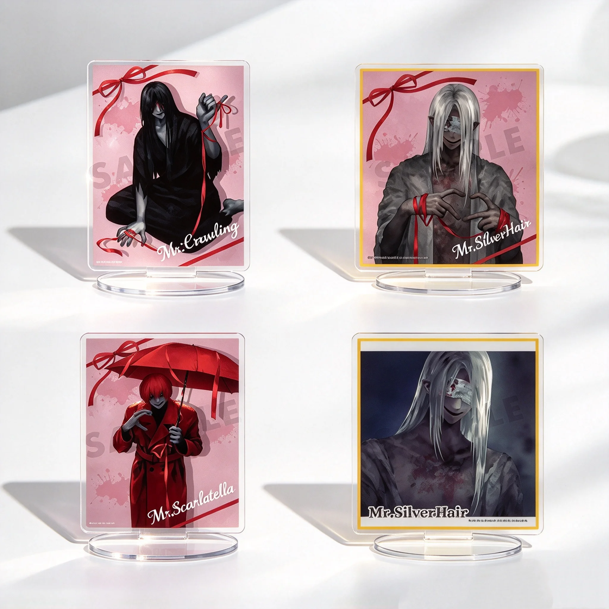 Horror Love Adventure Game Homicipher Mr. Crawling Rectangle Acrylic Stand Model Plate Keychains Desktop Ornament