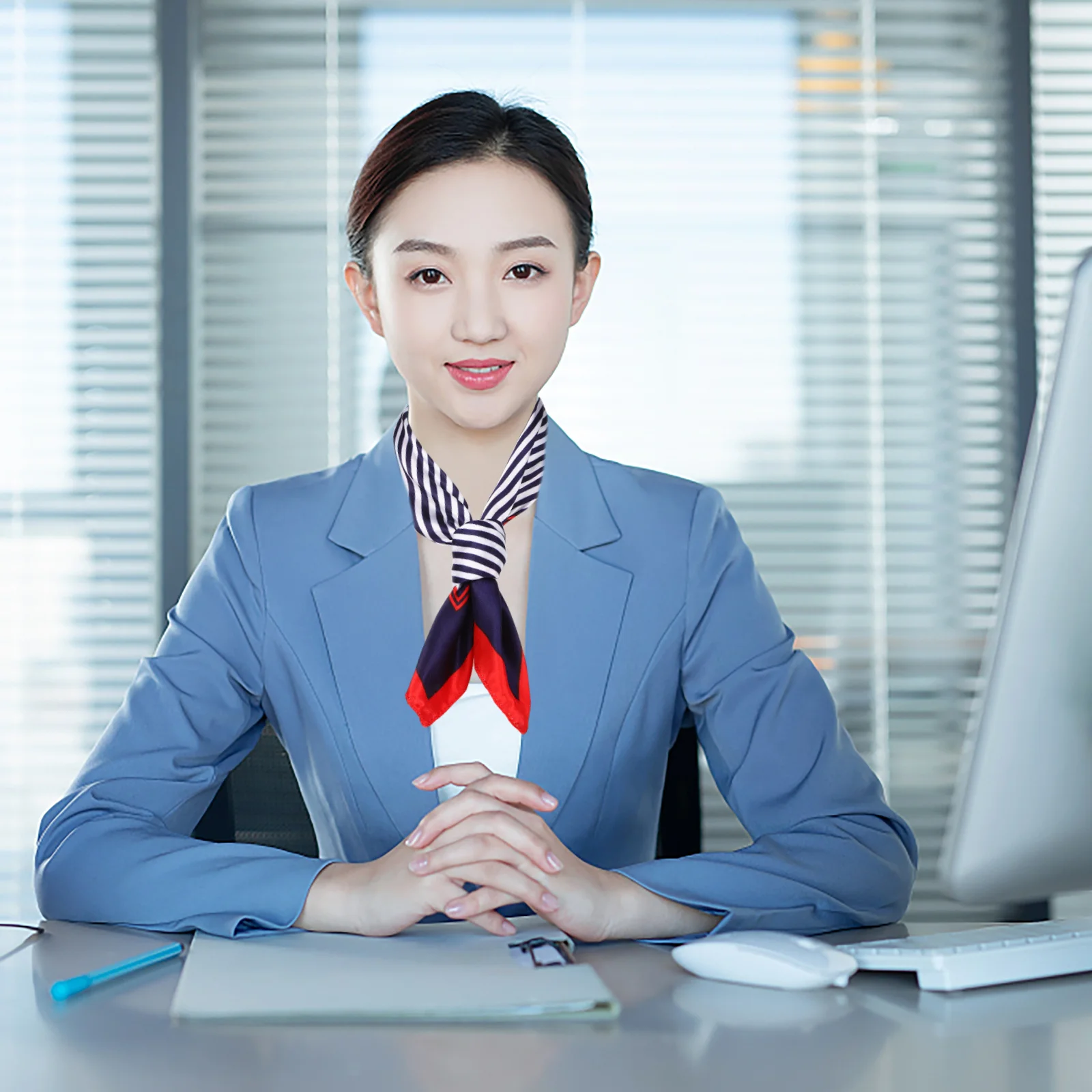 4 stuks kleine vierkante sjaal 50 cm rode strepen damesaccessoires zijde polyester nekhaar professioneel casual