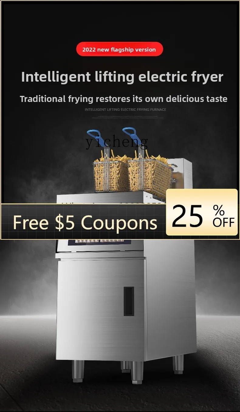 ZK intelligent electric fryer vertical commercial with timing fried chicken chops French fries double cylinder electric fryer