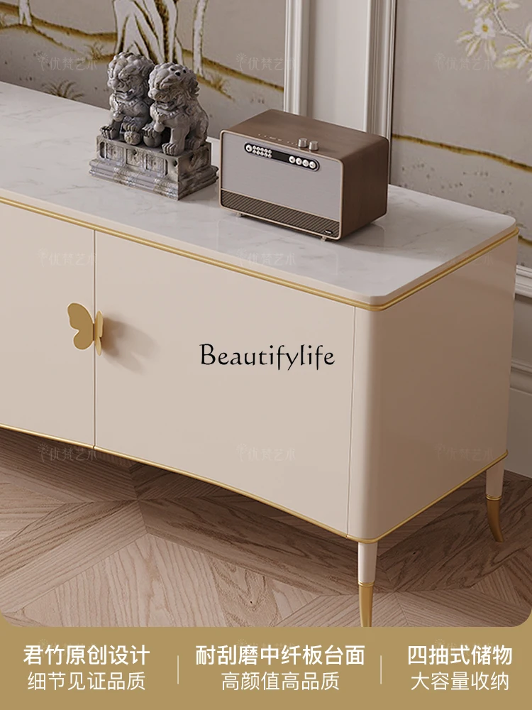 Simple Retro French Chinese Style Elegant Storage Floor Cabinet Light Luxury Storage TV Cabinet Floor Cabinet