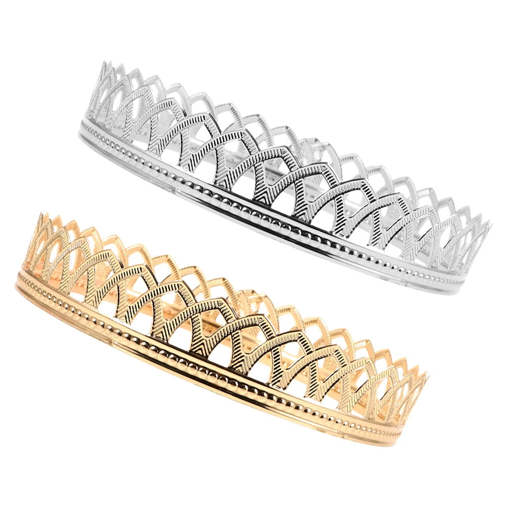 

2pcs Crown Headwear Performance Vintage Headdress Royal King Crowns Prince Costume Metal Prom Hair Accessories Wedding