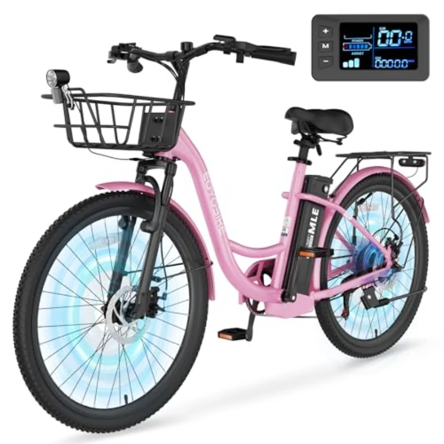 

City commuter e-bike for adults: aluminum frame black 700W peak power 7-speed step-through design 40-mile range 36V 10.4Ah batt