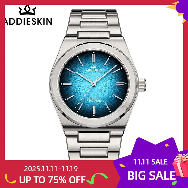 Reloj Automático ADDIESKIN de lujo para hombre, 39mm, cristal de zafiro 9015, 100M, relojes mecánicos para buzos, reloj ultrafino K001 para hombre