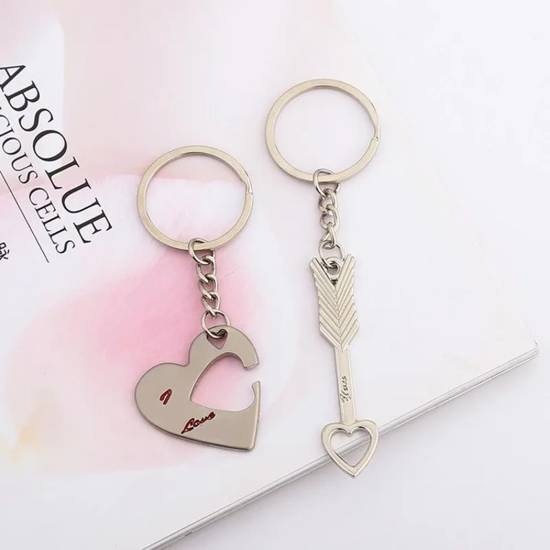 로맨틱 커플 열쇠 고리, 발렌타인 데이 연인 선물, 하트 열쇠 고리, 2 개 세트