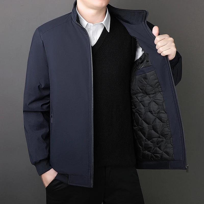 

2024 Business Jacket Mens Winter Fleece Warm Jackets Solid Color Turn Down Collar Coat Casual Brand Male Blazer Plus Size M-8XL