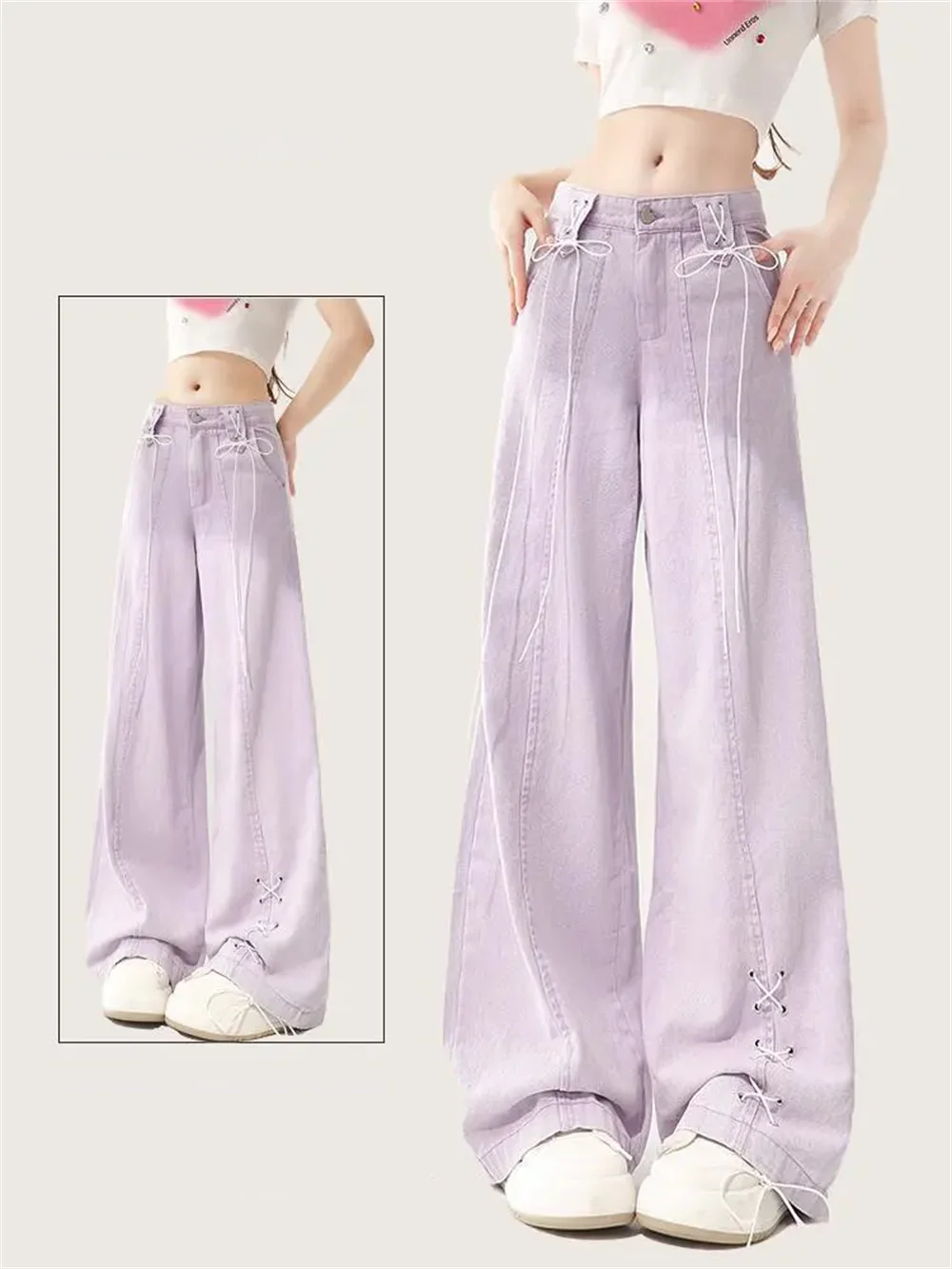 

Purple Harajuku Denim Trousers Women's Baggy Cargo Jeans Vintage Cowboy Pants 90s Aesthetic Streetwear Y2k 2000s Trashy Clothes