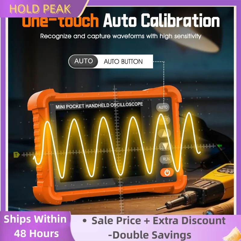 

Handheld Digital Oscilloscope 250kHz 2.5MS/s AUTO Set 2.8'' LCD ±40V Rechargeable 3H Battery for Repair & Education