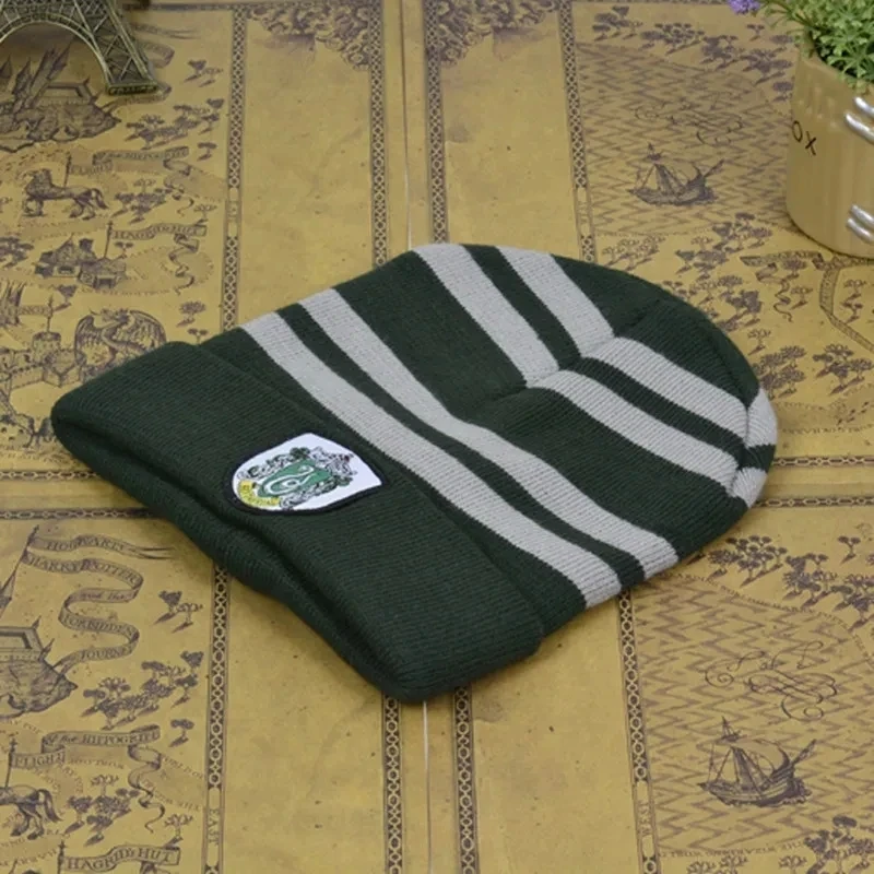 Anime Knitted Plush Hat Striped Badge Hats Harris Warm Cap Cosplay Unisex Costume Fashion Accessories Prop Party