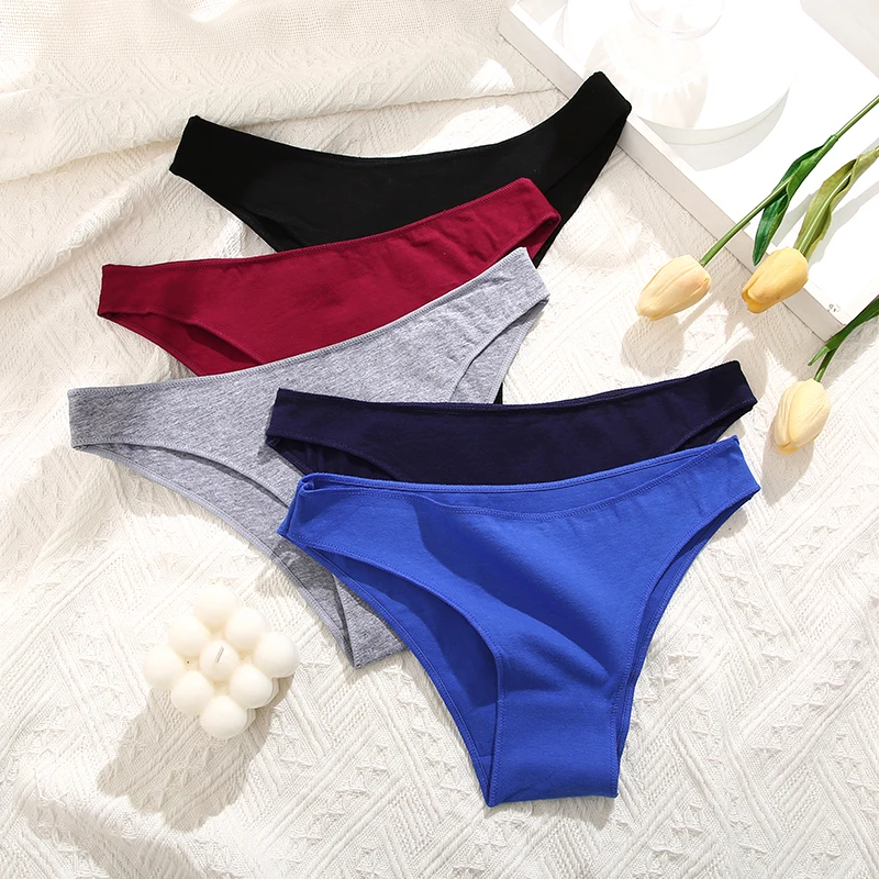 3PCS Cotton Women Panties Solid Comfortable Underwear Low Waist Women Cotton Briefs High Elasticity Breathable Female Lingerie