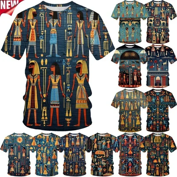 

Casual Egyptian Totem Pattern 3D Printing Street Fashion Short-sleeved Top Cool and Interesting Egyptian Culture T Shirt