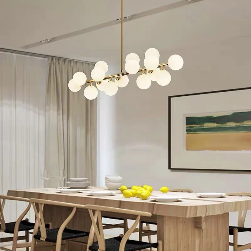 Nordic Minimalism  Sphere Ceiling Chandelier Table Dining Living Room Kitchen Pendant Lights Home Decor Indoor Lighting Fixture