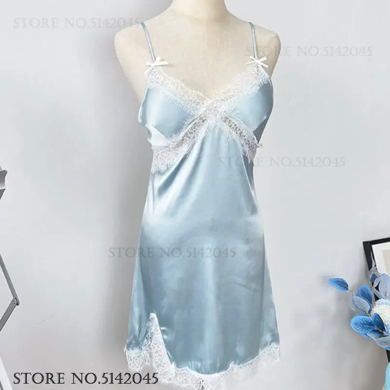 Female Twinset Robe Set Nightgown Sexy Lace Kimono Bathrobe Gown Spring Summer New Sleepwear Nightdress Rayon Lingerie Homewear - Image 4