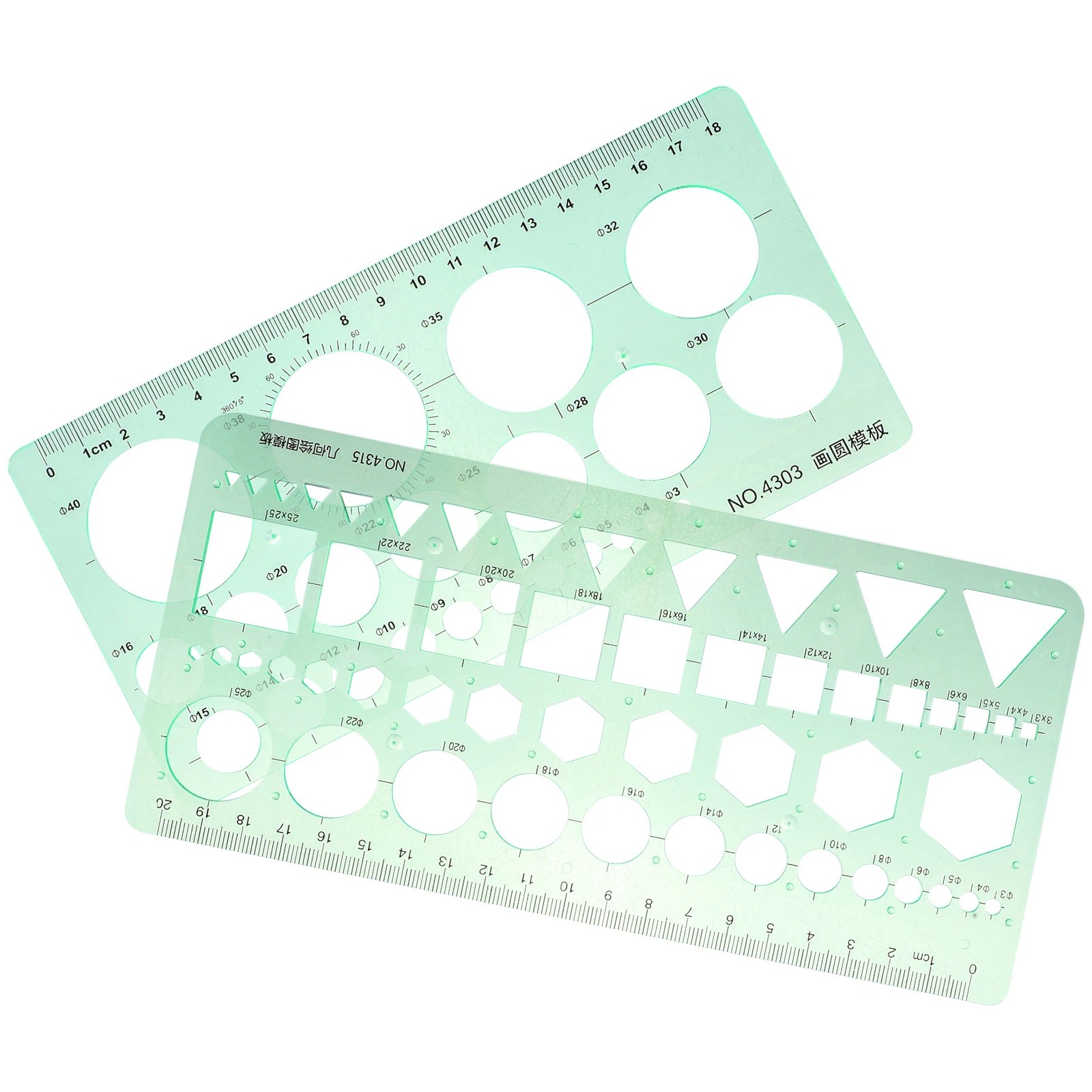 2pcs Circular Ruler Plastic Drafting Drawing Tools Students Measuring Templates Engineering Design Accessories