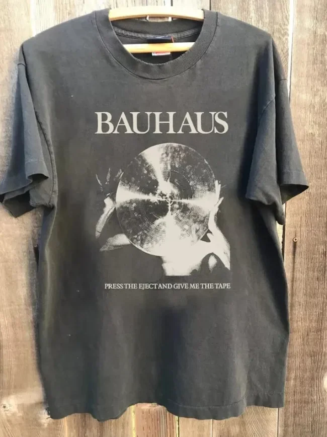 Bauhaus - Press Eject and Give Me the Tape Charcoal REPRINT T-shirt, S-5XL