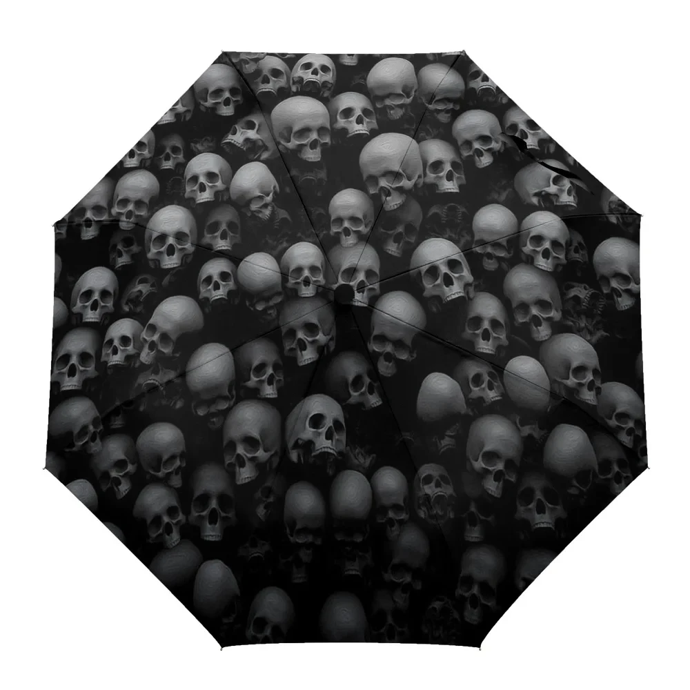 Sugar Skull Umbrellas Day of The Dead Skeleton Bone Windproof Folding Travel Umbrella Collapsible Portable Umbrella for Teens