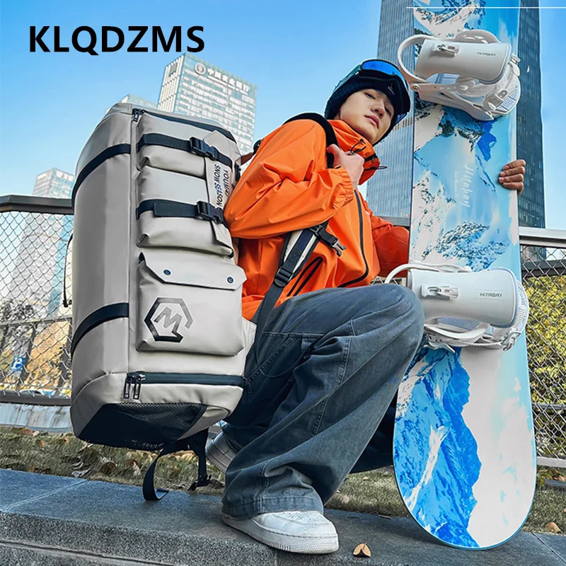 

KLQDZMS Backpack Multifunctional Oxford Cloth Ski Shoulder Bag Oversized Capacity Wear-resistant Travel Bag Storage Luggage Bag